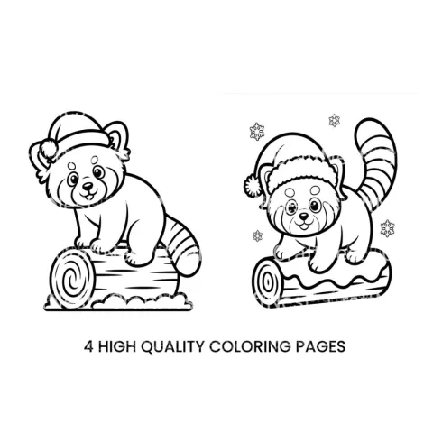 Red Pandas Winter Holiday Coloring Books