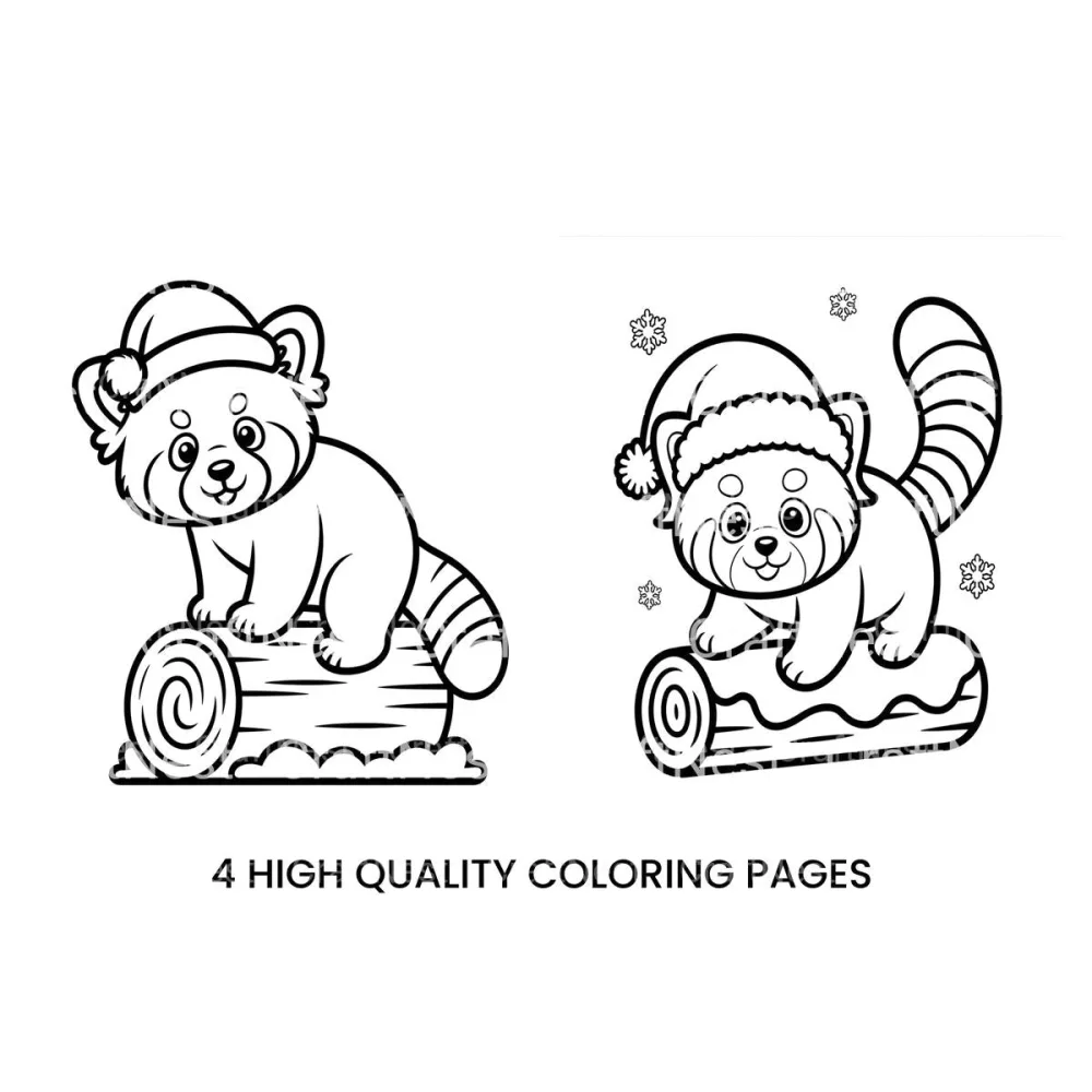 Red Pandas Winter Holiday Coloring Books