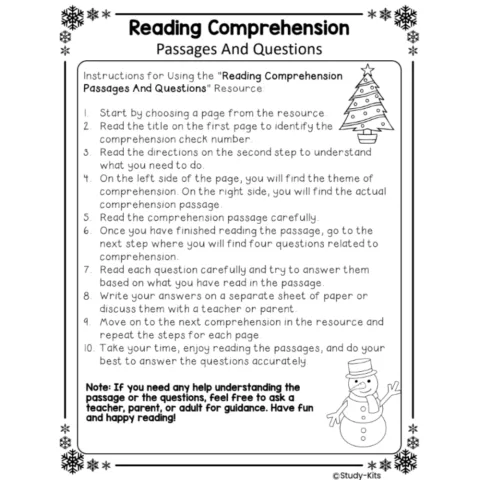 December Reading Comprehension Checks