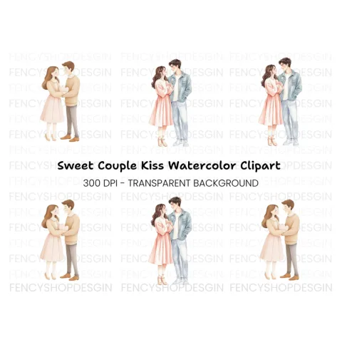 Romantic Couple Embrace Clipart Bundle