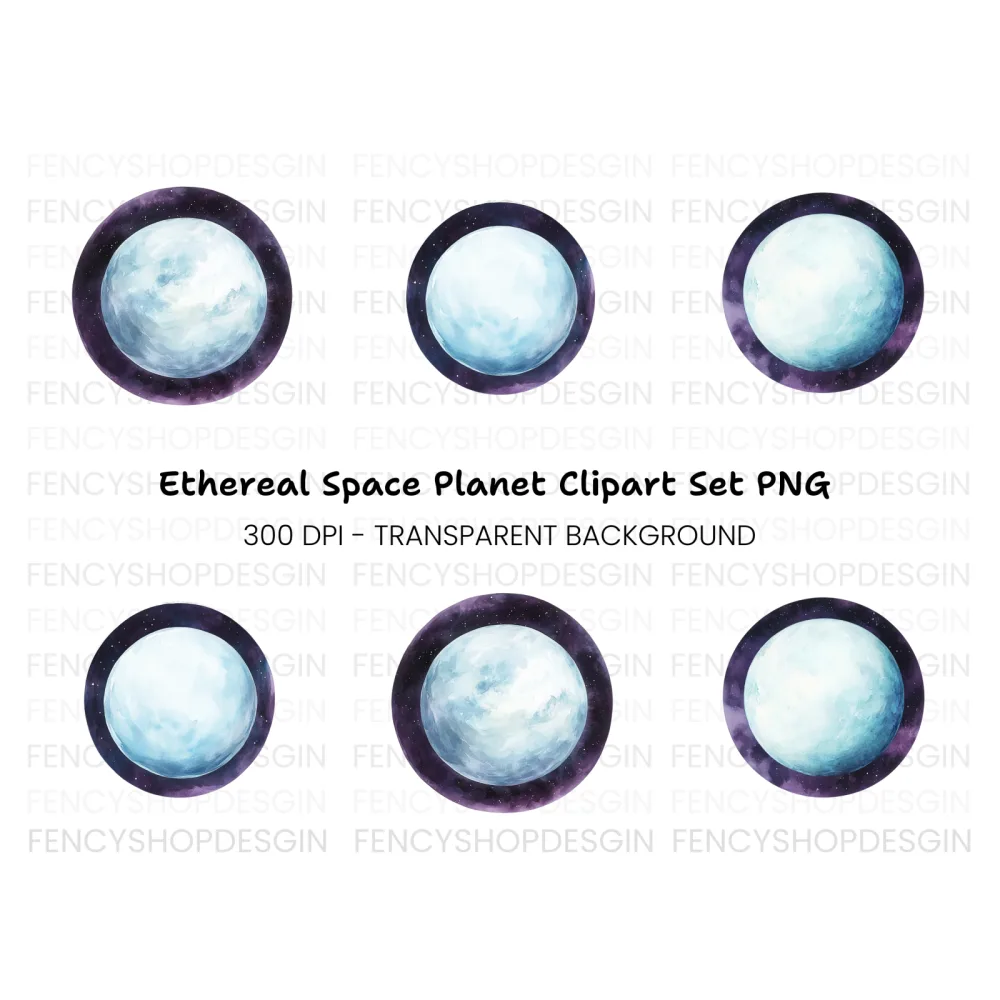 Blue Planets Clipart Bundle
