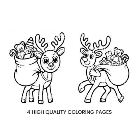 Christmas Reindeer with Gifts Coloring Books