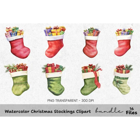 Christmas Stockings Clipart Bundle