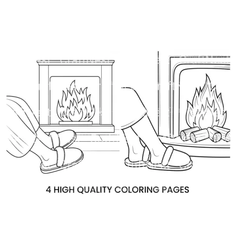 Warm Fireplace Feet Coloring Books