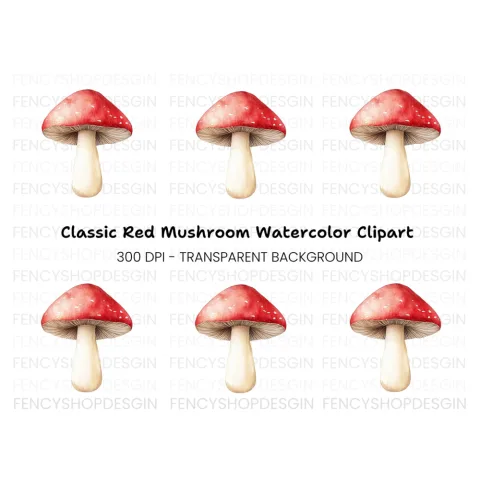 Red Mushroom Clipart Bundle