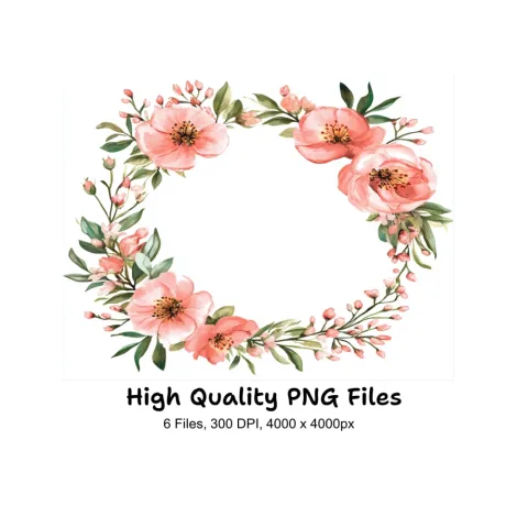 Elegant Floral Wreaths Clipart Bundle