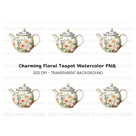 Floral Teapot Clipart Bundle