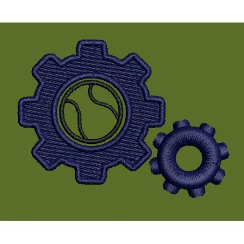 Dual Mechanical Cogs Embroidery Design