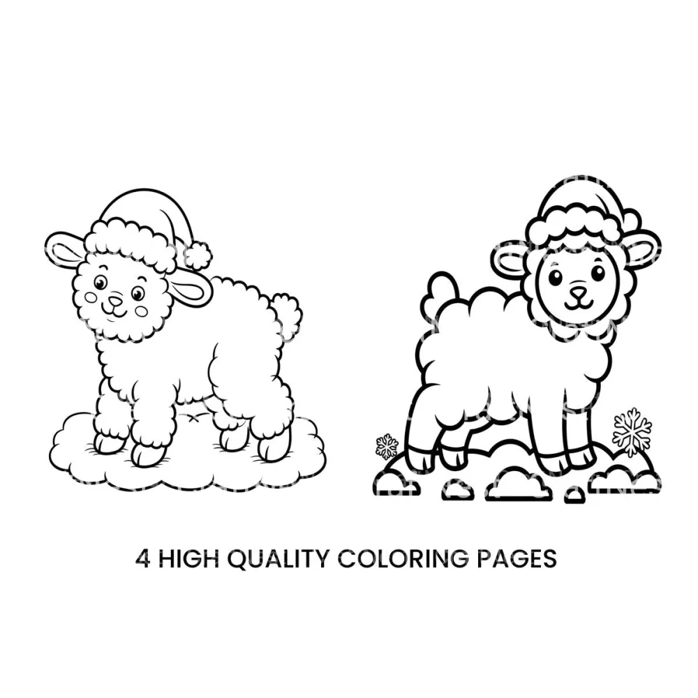 Cute Lambs Christmas Coloring Books