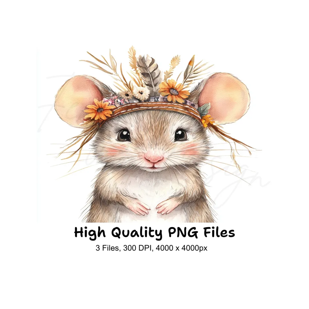 Boho Baby Mouse Clipart Bundle