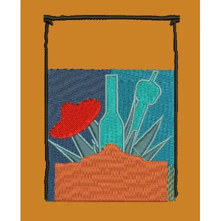 Coastal Sunset Refreshment Scene Embroidery Design