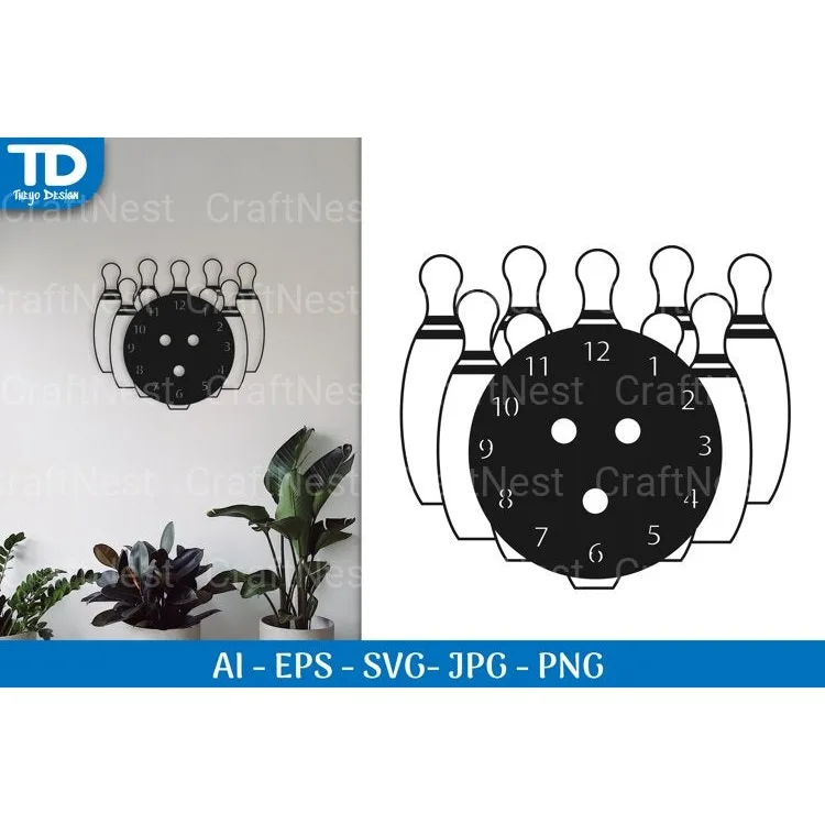 Pin Bowling Clock SVG Bundle