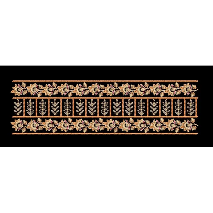 Floral Lattice Ornate Botanical Border Embroidery Design