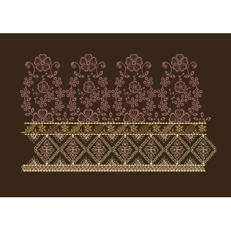 Floral Jacquard Border Purple Flowers Above The Lines Embroidery Design
