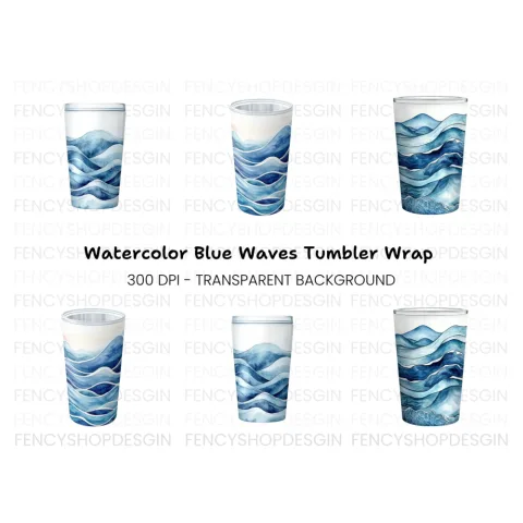 Blue Wave Tumblers Clipart Bundle
