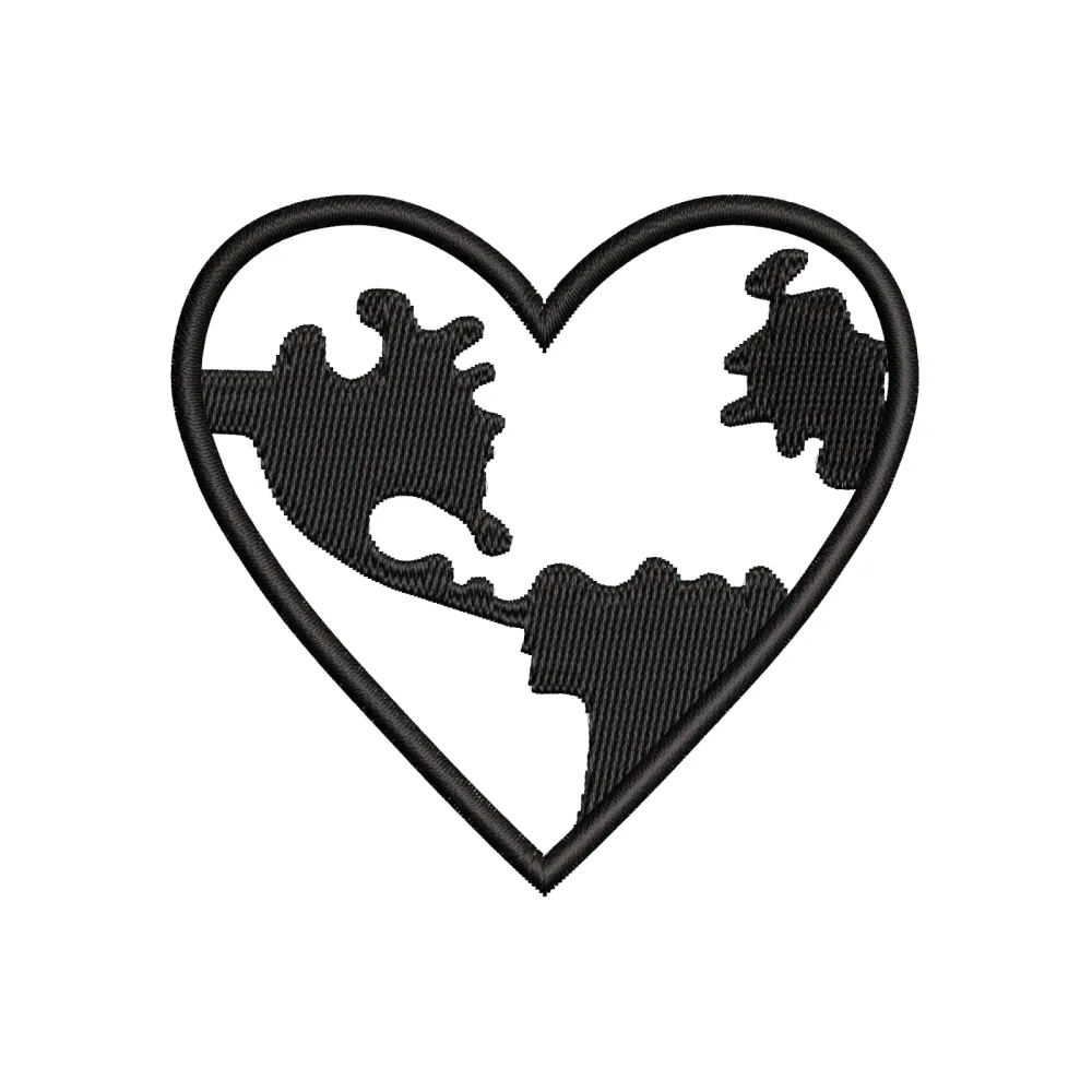 Heart World Embroidery Design
