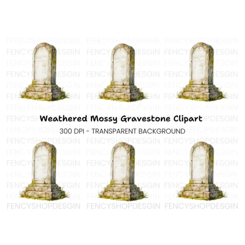 Weathered Gravestone Clipart Bundle