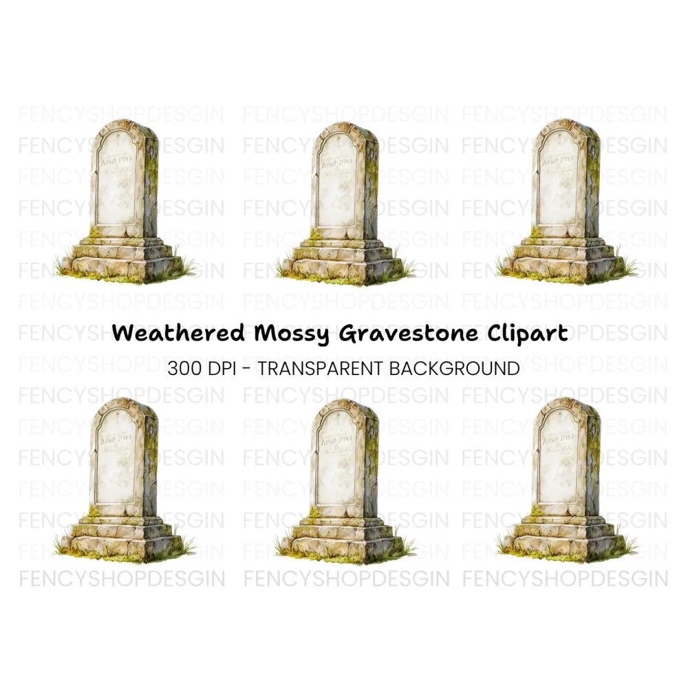 Weathered Gravestone Clipart Bundle