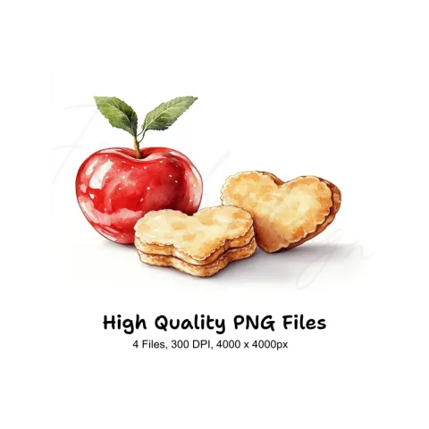 Apples and Heart Cookies Clipart Bundle
