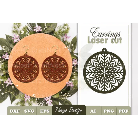 Snowflake Mandala Earrings SVG Bundle
