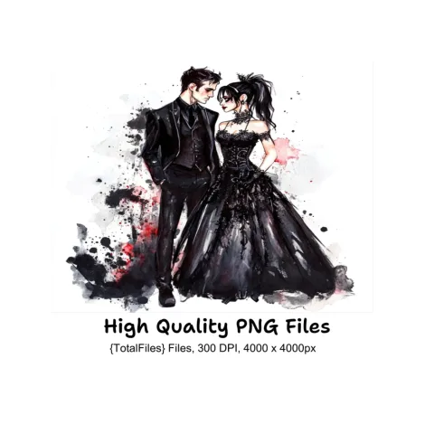 Gothic Wedding Couple Clipart Bundle