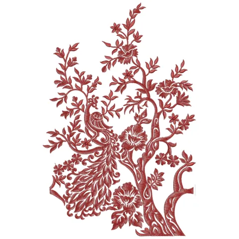 Tree Peacock Embroidery Design