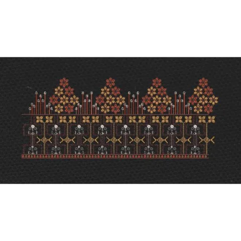 Floral Border Golden White Building Style Flower Embroidery Design