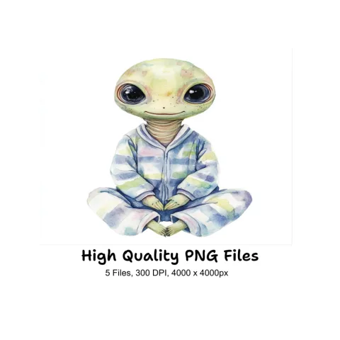 Cute Alien Babies in Pajamas Clipart Bundle