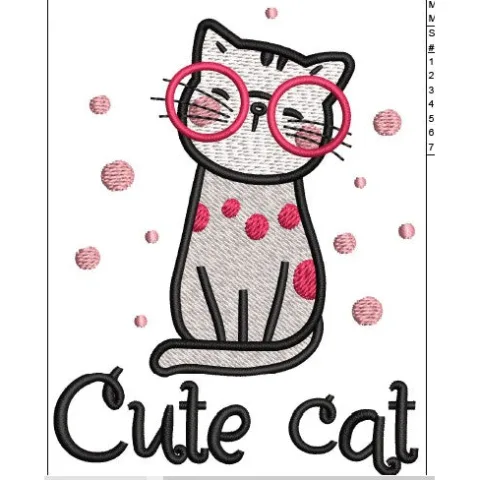 Cute Cat Embroidery Design