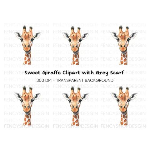 Charming Giraffe Head Clipart Bundle