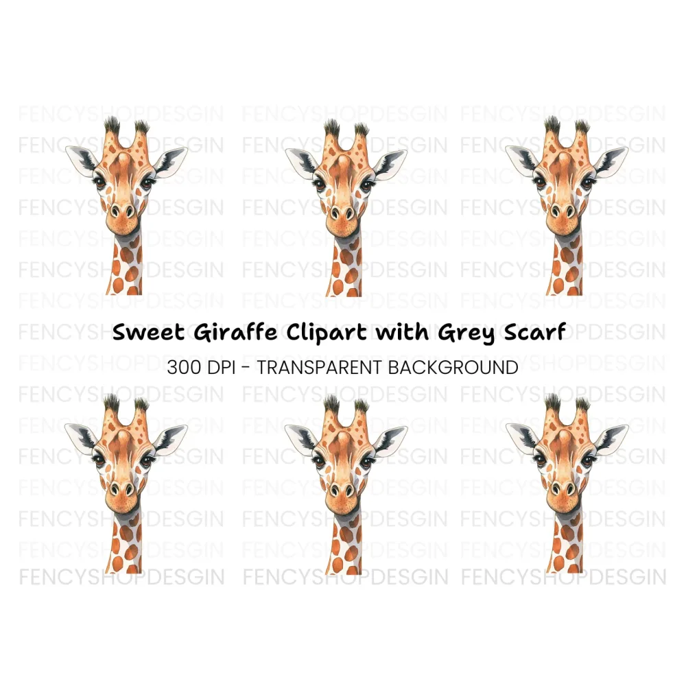 Charming Giraffe Head Clipart Bundle