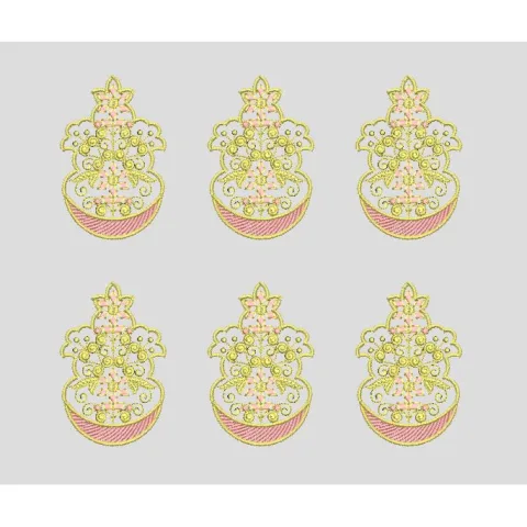 Floral Crescent Motif Embroidery Design