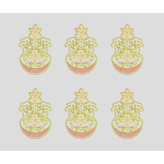 Floral Crescent Motif Embroidery Design
