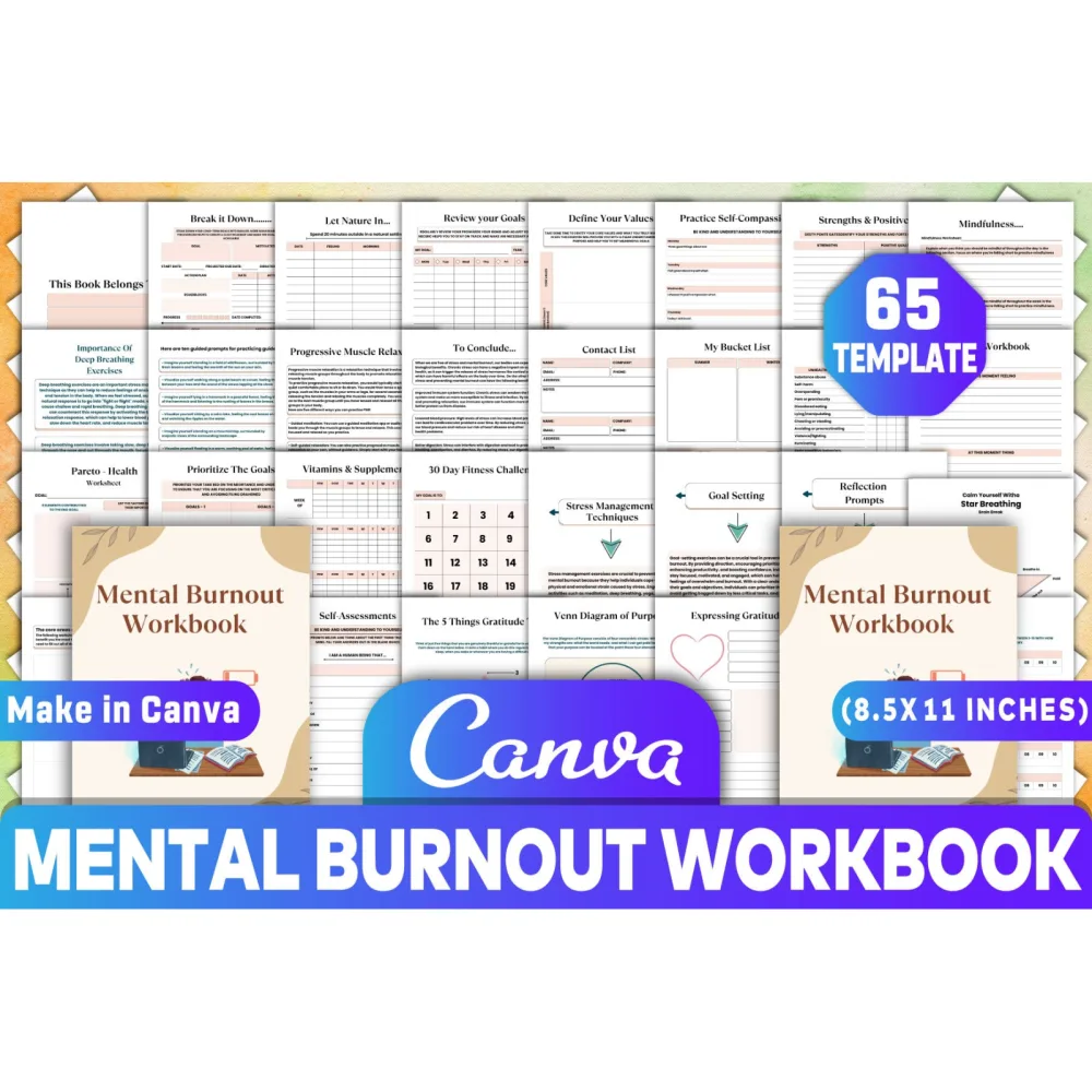 Mental Burnout Workbook for Stress Relief