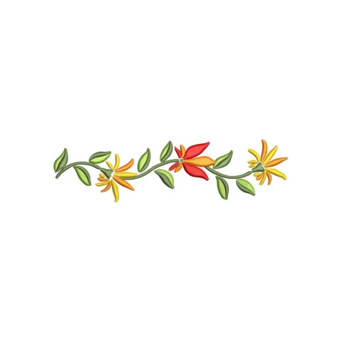 Flower Chain Satin Embroidery Design