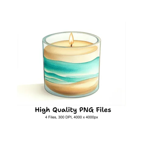 Beach Themed Candle Clipart Bundle