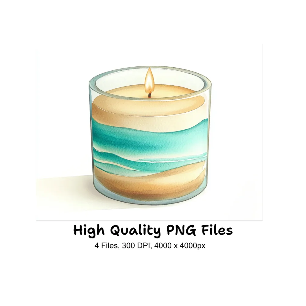 Beach Themed Candle Clipart Bundle