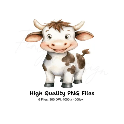 Adorable Baby Cow Clipart Bundle