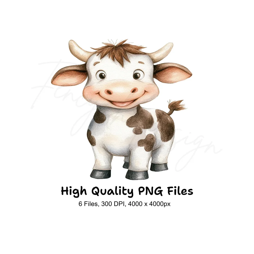 Adorable Baby Cow Clipart Bundle