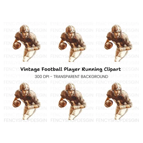 Vintage Football Player Clipart Bundle