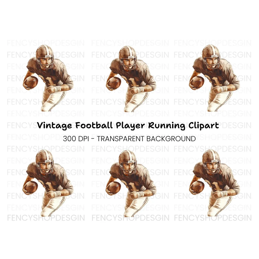 Vintage Football Player Clipart Bundle