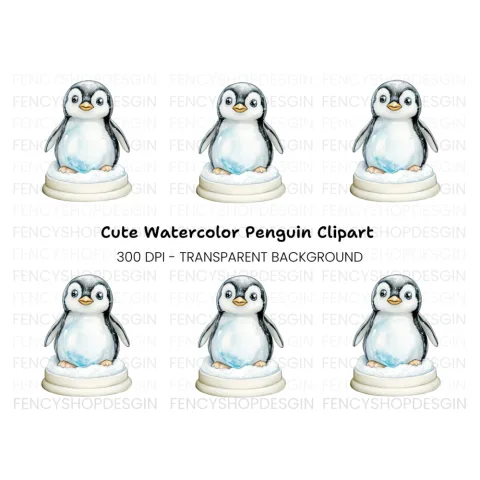 Cute Baby Penguin Winter Clipart Bundle