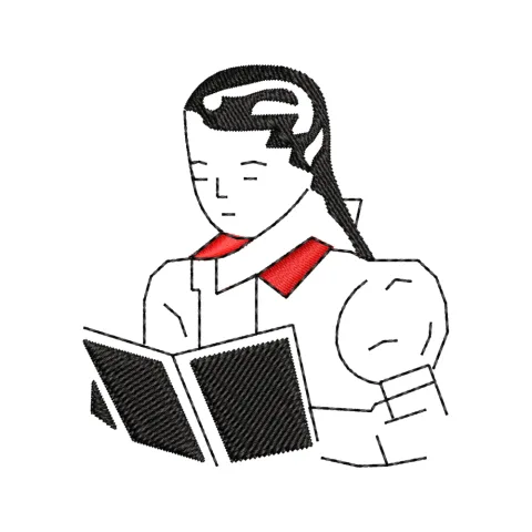 Girl Reading Embroidery Design