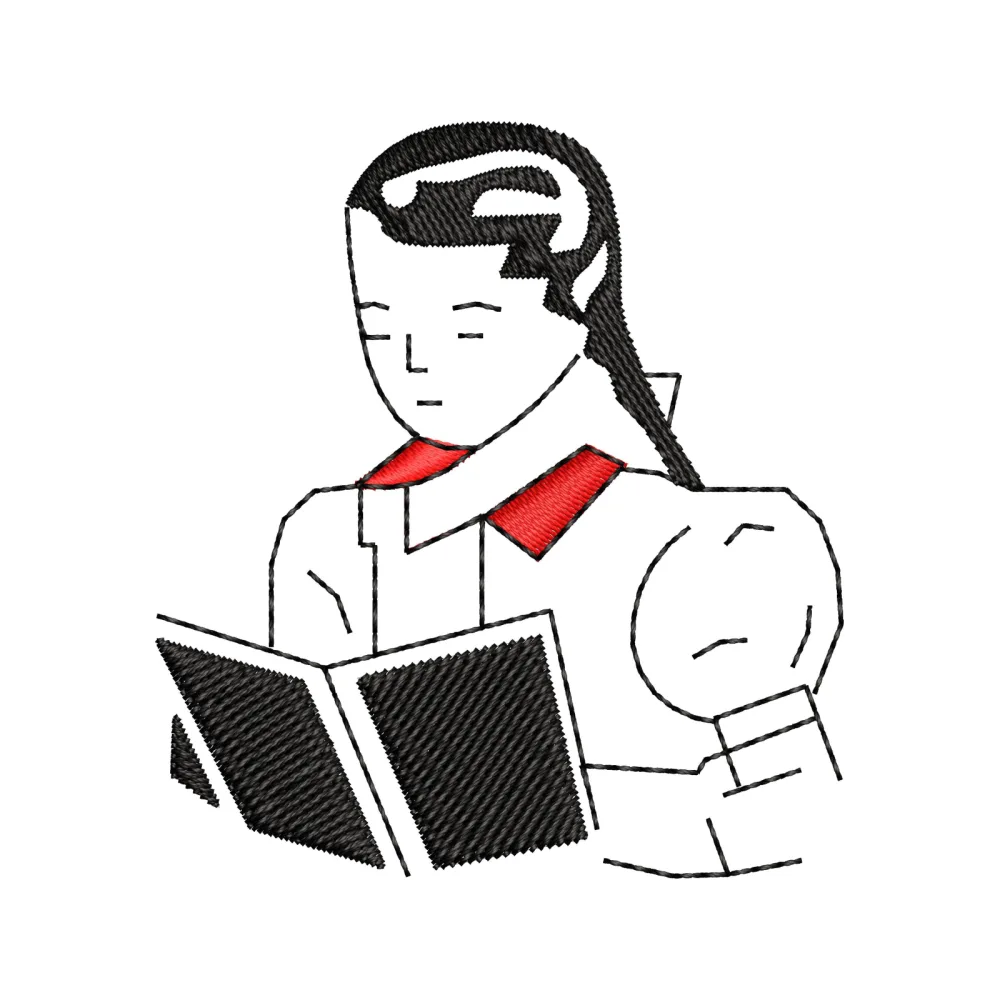 Girl Reading Embroidery Design