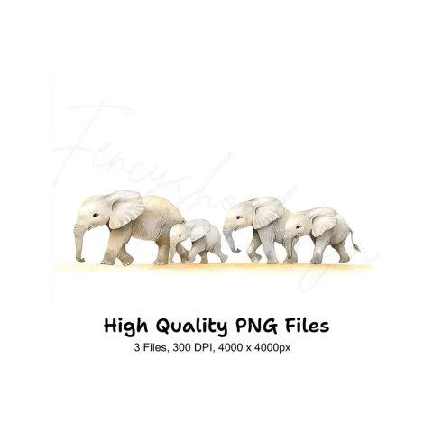 Elephant Family Clipart Bundle