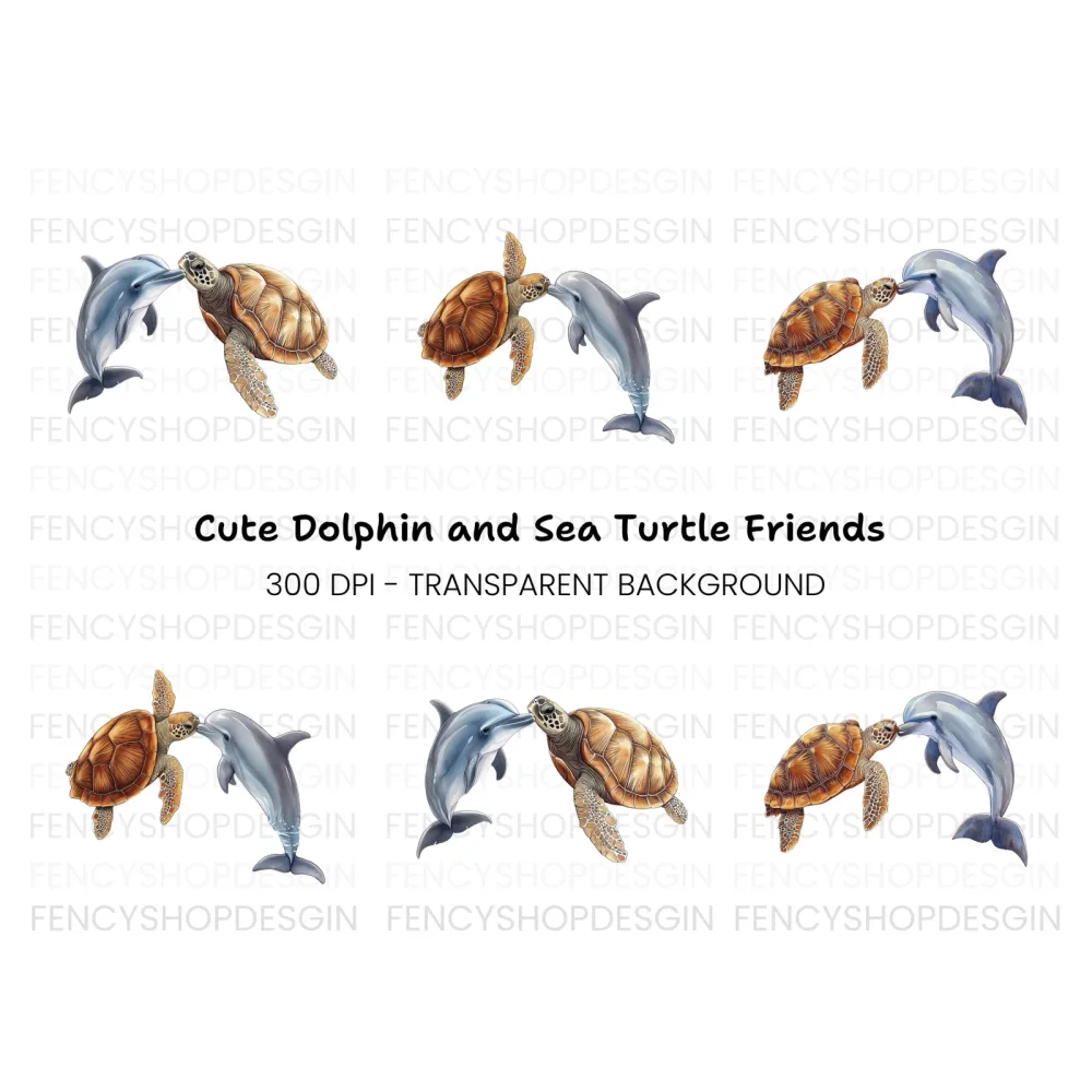 Dolphin and Sea Turtle Clipart Bundle