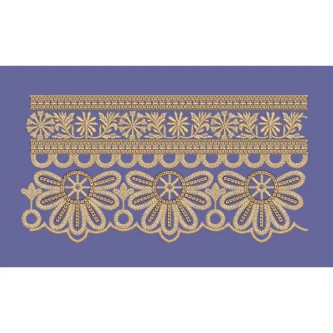 Gold Lace Scalloped Petal Border Embroidery Design