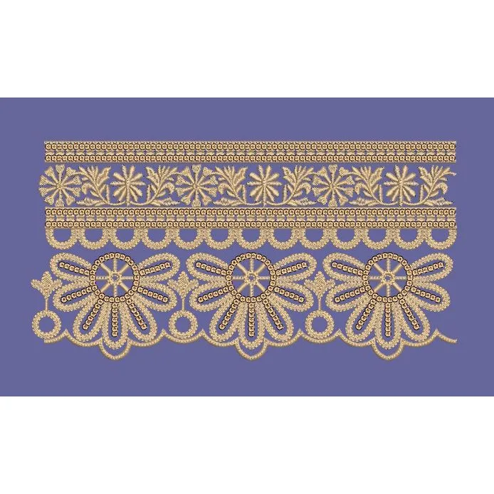 Gold Lace Scalloped Petal Border Embroidery Design