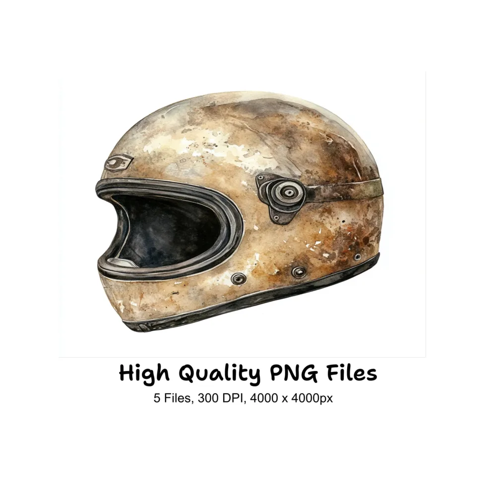Retro Helmet Illustration Clipart Bundle