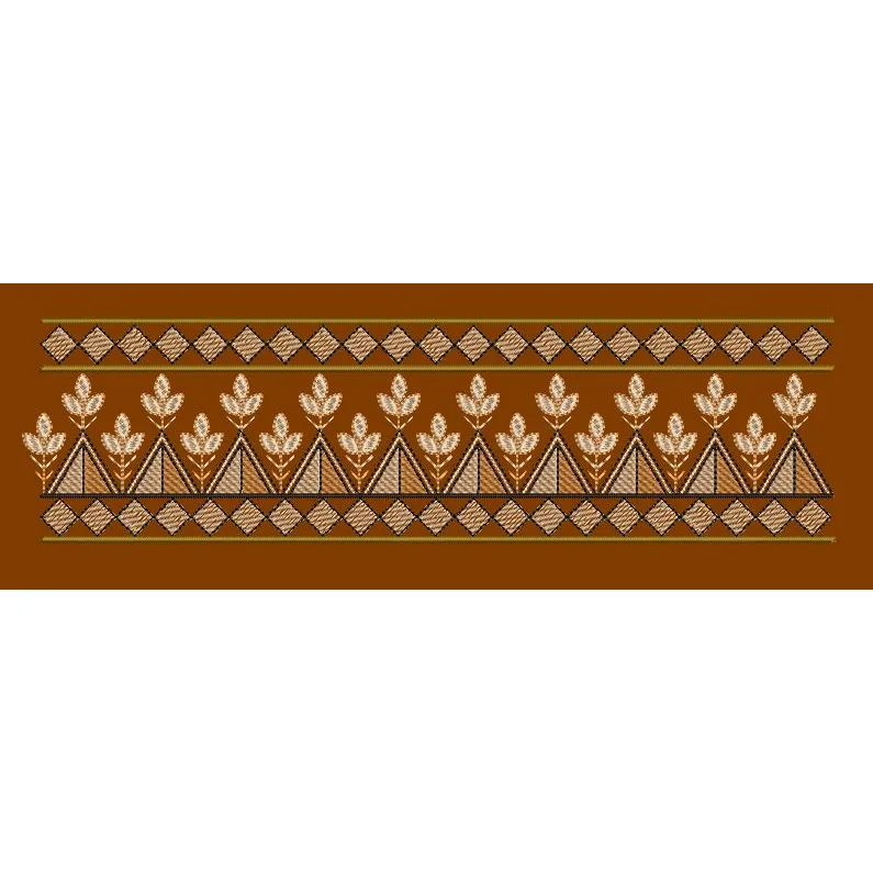 Triangular Floral Geometric Border Embroidery Design